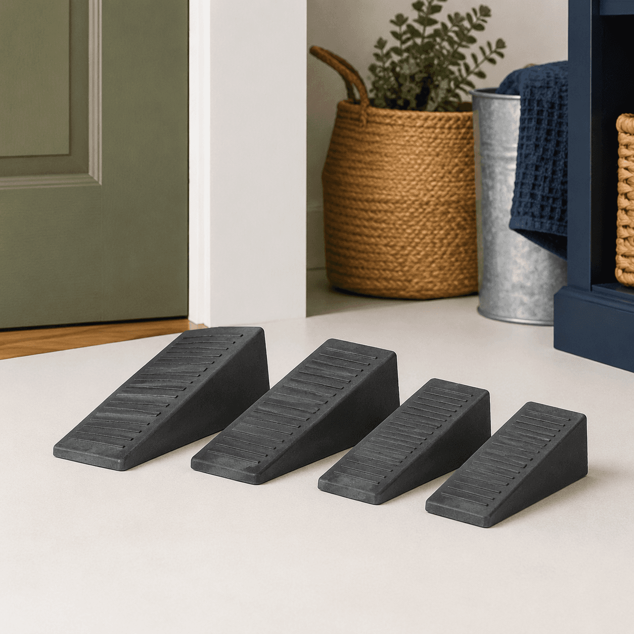 Door Stopper Set (Set of 4) — Weighted wedges that hold doors open without scuffing.