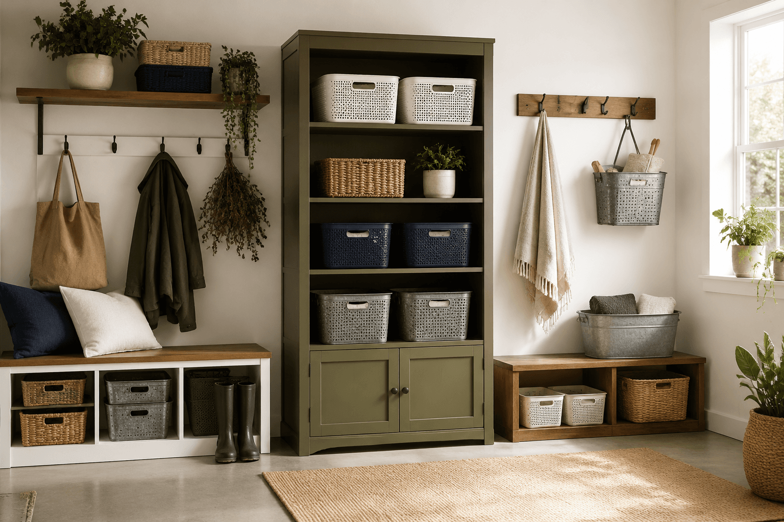 A styling studio with home organization products