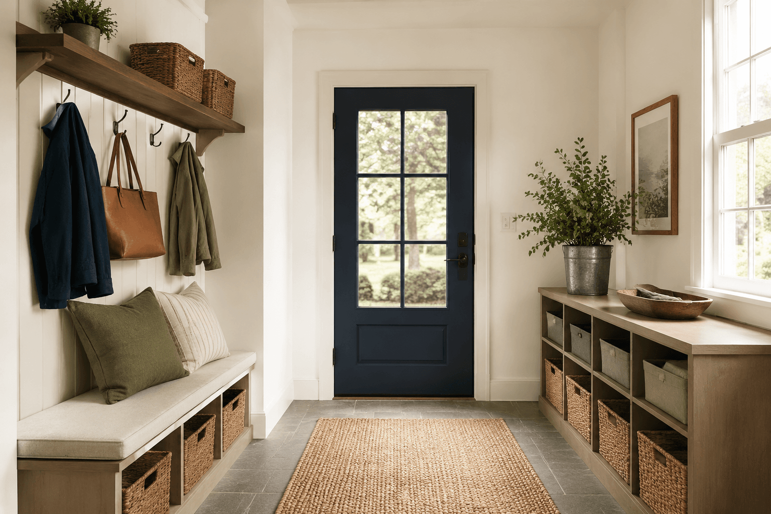 A calm, clutter-free home entryway